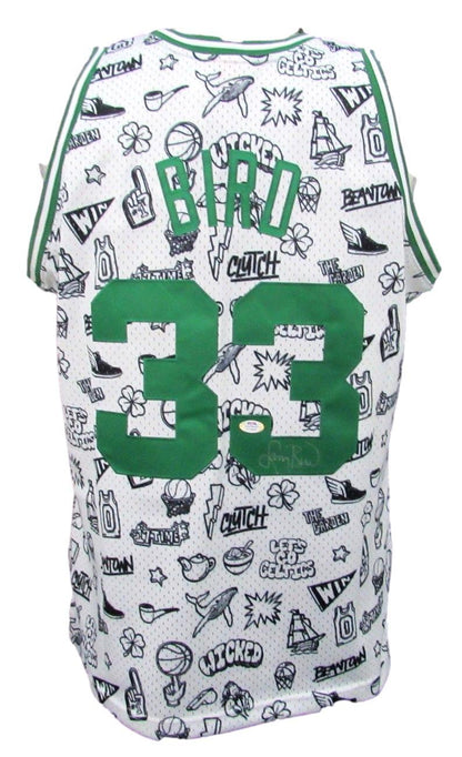 Larry Bird Autographed White Doodle Mitchell &