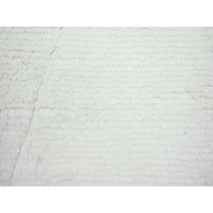 9'1"x12'3" White Moroccan Weave Natural Undyed Wool Hand Knotted Rug