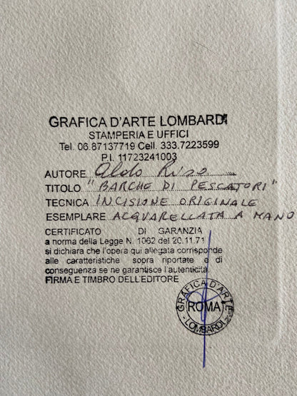 Aldo Riso "Fishermen'S Boats" - Cm 60X80 - Hand Painted Authenticated - Signed