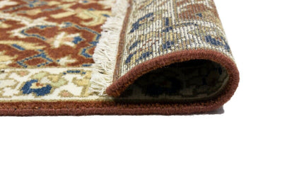 Handmade Rust Floral Chobi Rug Small Entryway