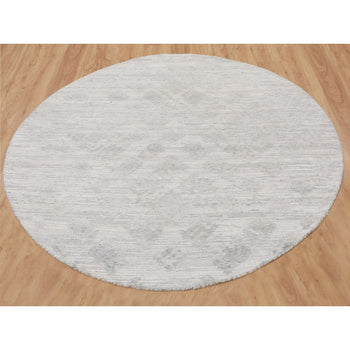 6'X6' Hand Spun Undyed Natural Wool Modern Round Hand Knotted Rug