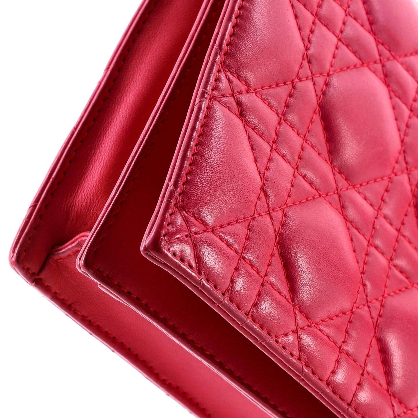 Christian Dior Lady Dior Convertible Chain Clutch Cannage Quilt Leather Long