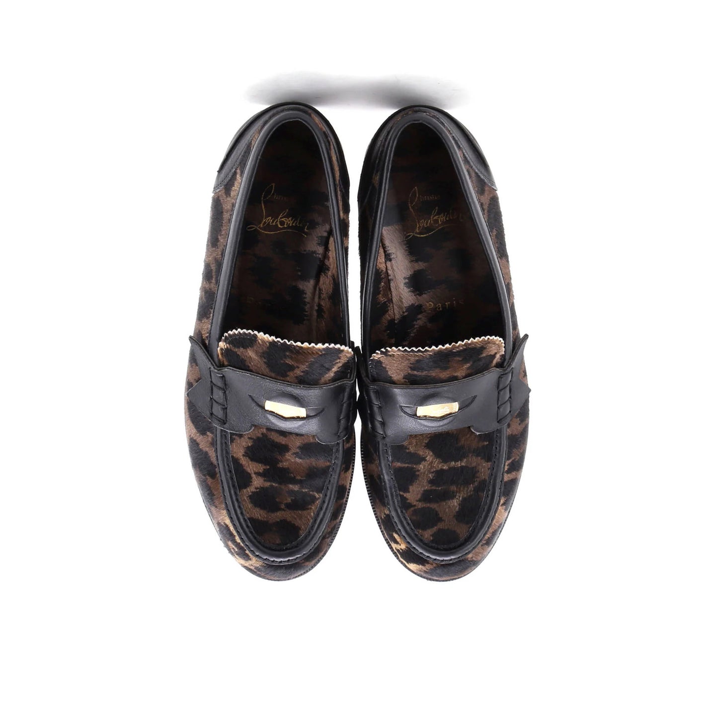 Christian Louboutin Women'S Penny Loafers Leopard Print Goat Hair