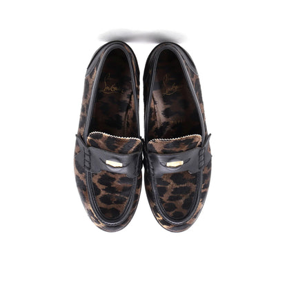 Christian Louboutin Women'S Penny Loafers Leopard Print Goat Hair