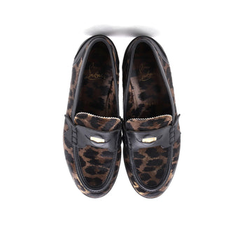 Christian Louboutin Women'S Penny Loafers Leopard Print Goat Hair
