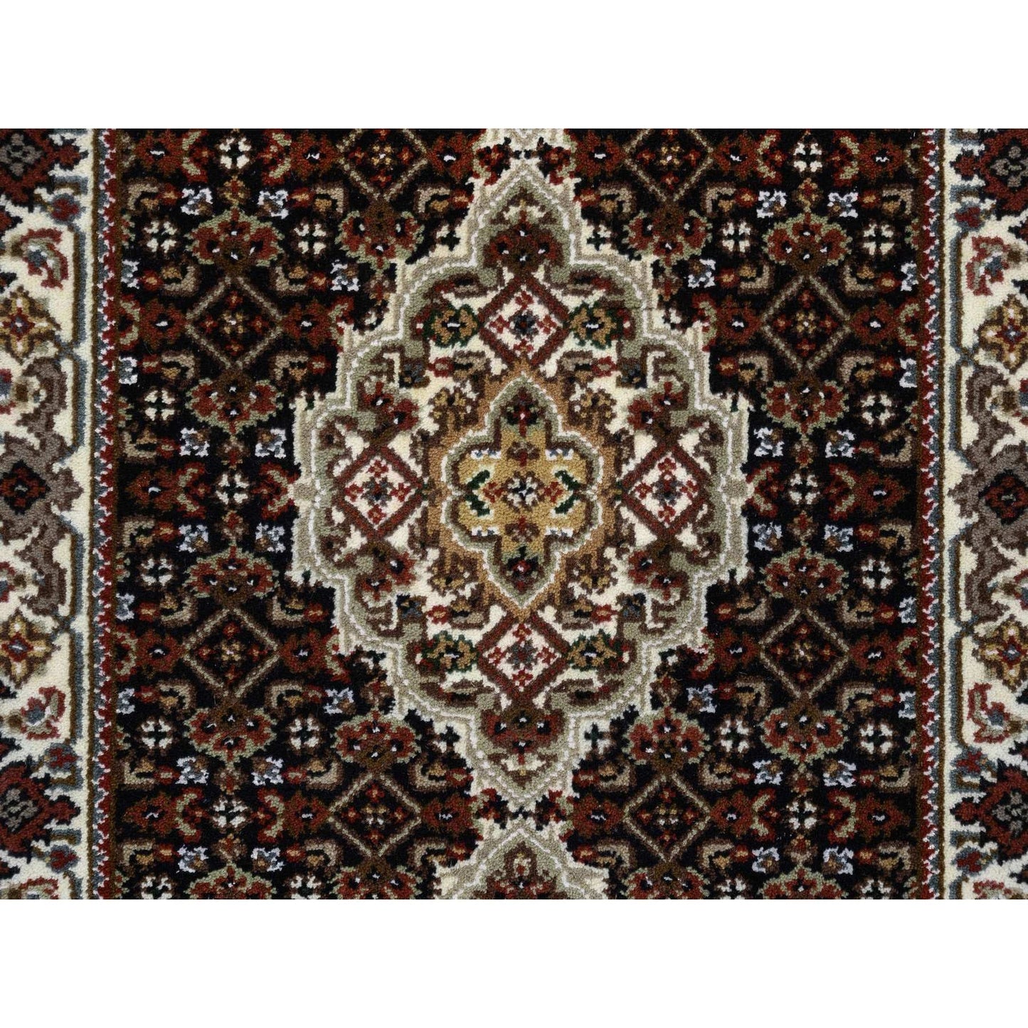 2'X8'1" Black Tebraz Mahi 175 Kpsi Pure Wool Hand Knotted Runner Rug
