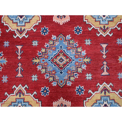 8'X11'3" Chili Red Kazak With Geometric Pattern Hand Knotted Soft Wool Rug
