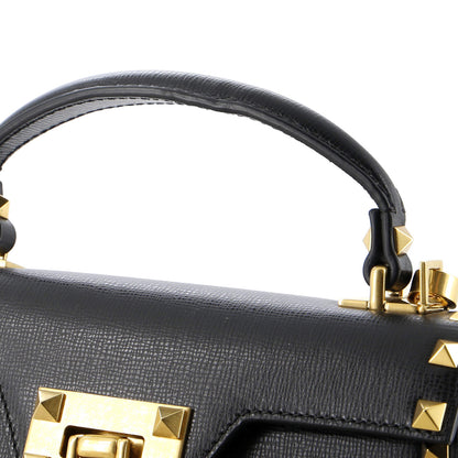 Valentino Garavani Rockstud Alcove Flip Lock Top Handle Bag Leather Small