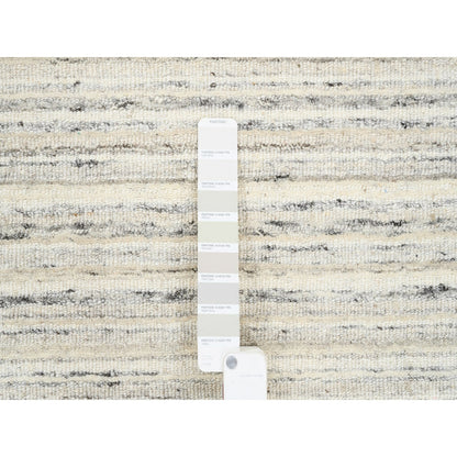 11'10"X11'10" Hand Loomed Natural Wool Plain Modern Design Gray Round Rug