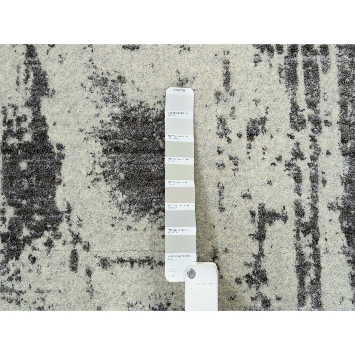 10'X10' Black Modern Design Wool And Silk Hand Loomed Round Rug