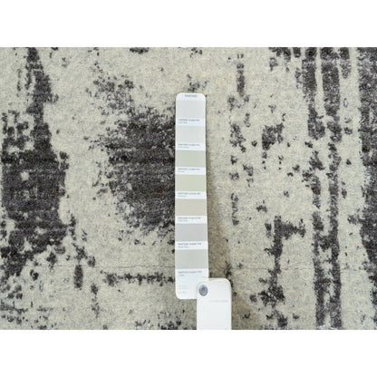 10'X10' Black Modern Design Wool And Silk Hand Loomed Round Rug