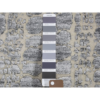 2'5"X10'1" Abstract Wool & Silk Denser Weave Runner Hand Knotted Rug