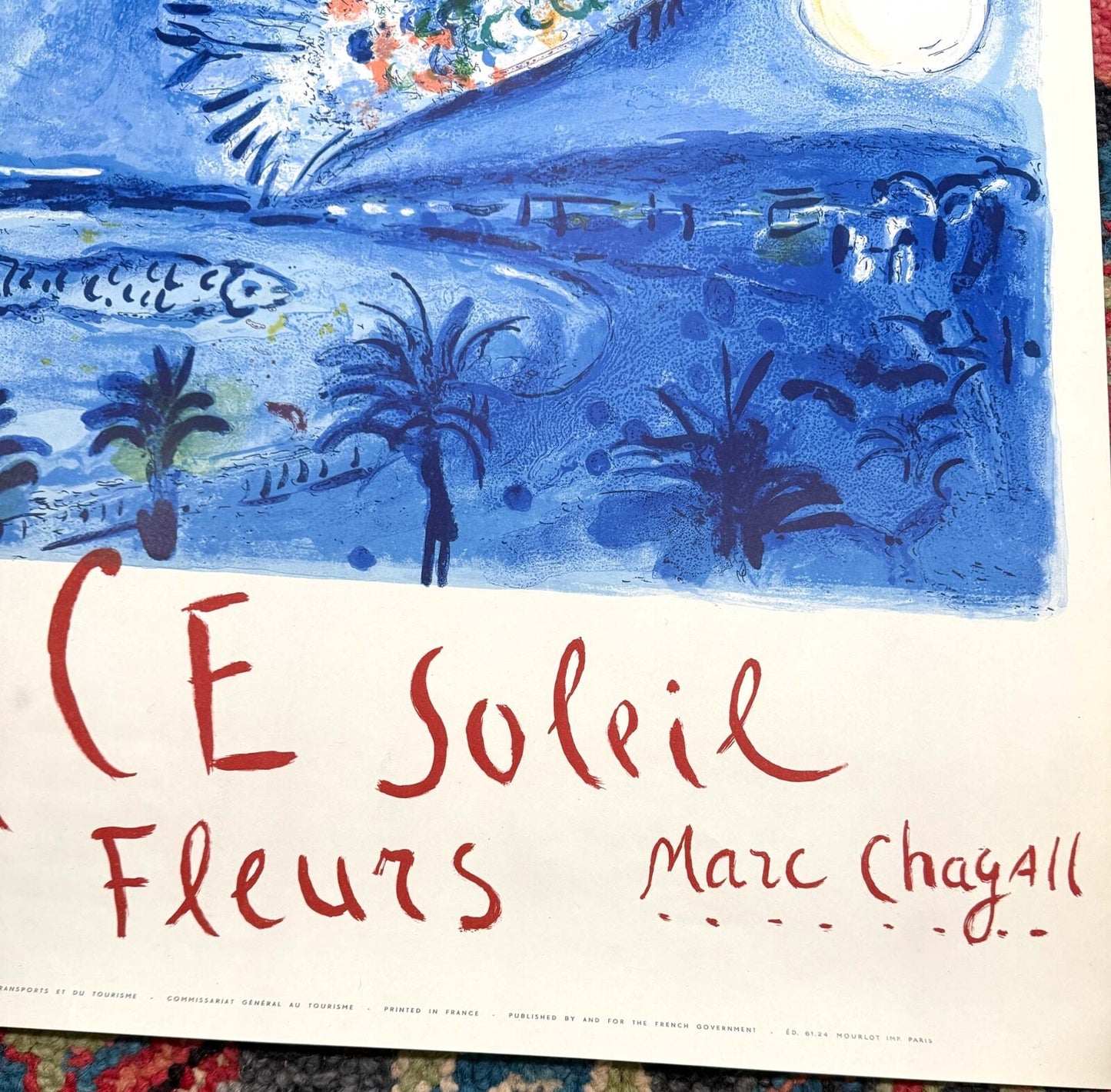 Marc Chagall Rare Baie Des Anges Stone Lithograph Original French Travel Poster