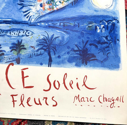 Marc Chagall Rare Baie Des Anges Stone Lithograph Original French Travel Poster