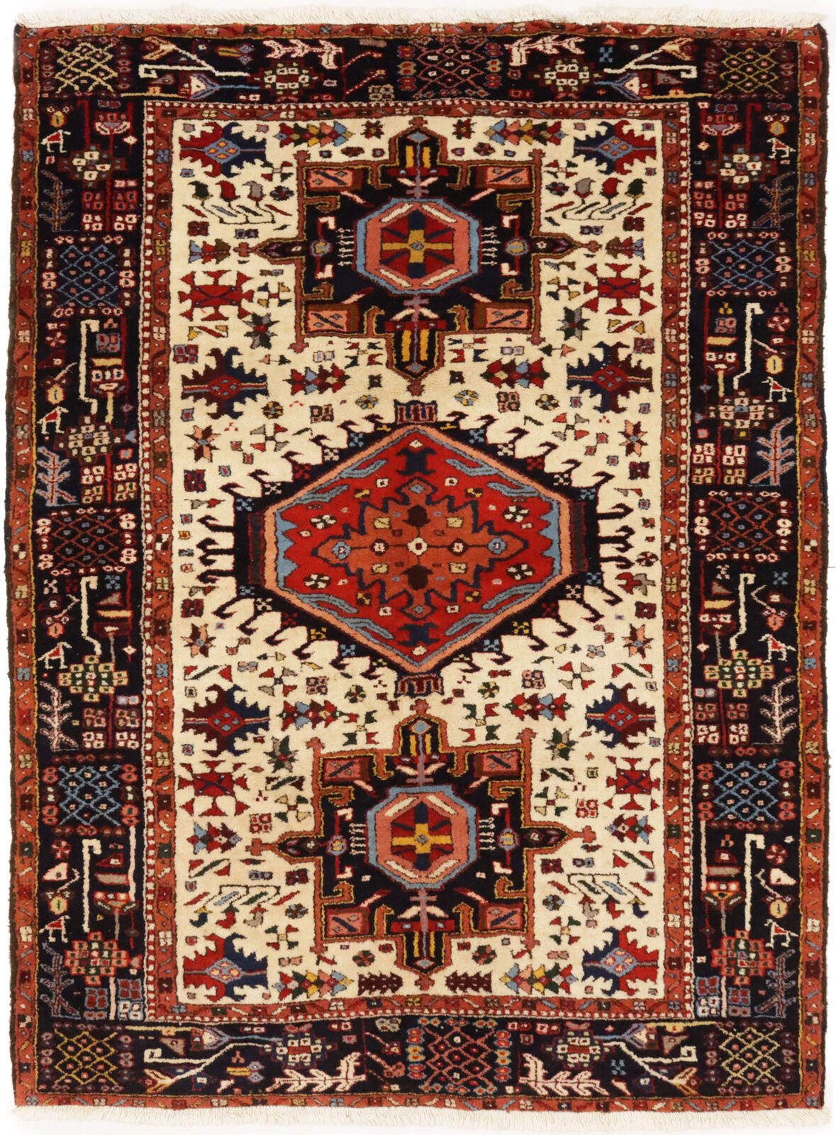 Rare Vintage Oriental Rug Geometric Design Boho