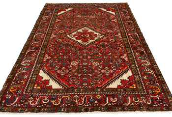 Vintage Wool Oriental Rug Red Tribal Floral Foyer