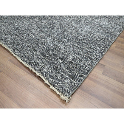 9'X12'2" Carbon Gray Kohinoor Herat Pattern Hand Knotted Soft Wool Rug