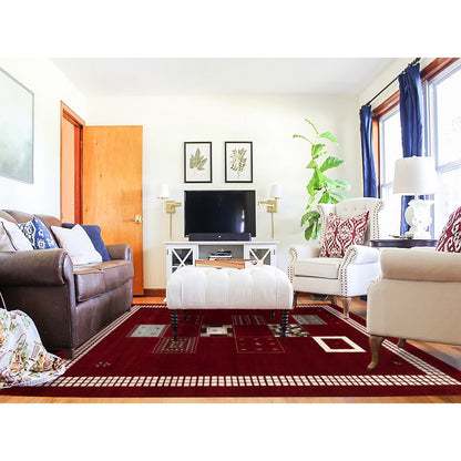 8'X10'1" Sangria Red Modern Hand Knotted Lori Buft Gabbeh Soft Wool Rug