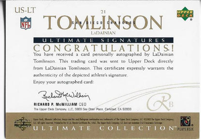 Ladainian Tomlinson 2003 Upper Deck Autographed