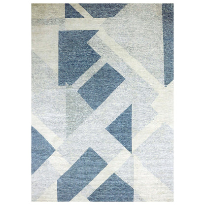 12'1"X18'4" Blue Art Deco Collection Wool Hand Knotted Oversized Rug