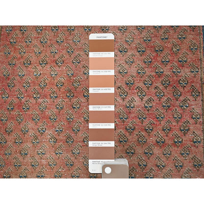 2'3"X9' Blush Red Vintage Zoroastrian Tebraz Hand Knotted Wool Runner Rug