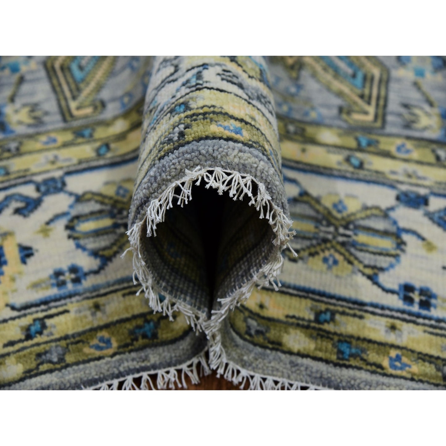 8'X10'1" Storm Gray Lush Pile Hand Knotted Oushak Weave 100% Wool Rug