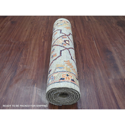 Stone Gray Peshawar 2 6 Bijar Garus Hand Knotted Wool Runner