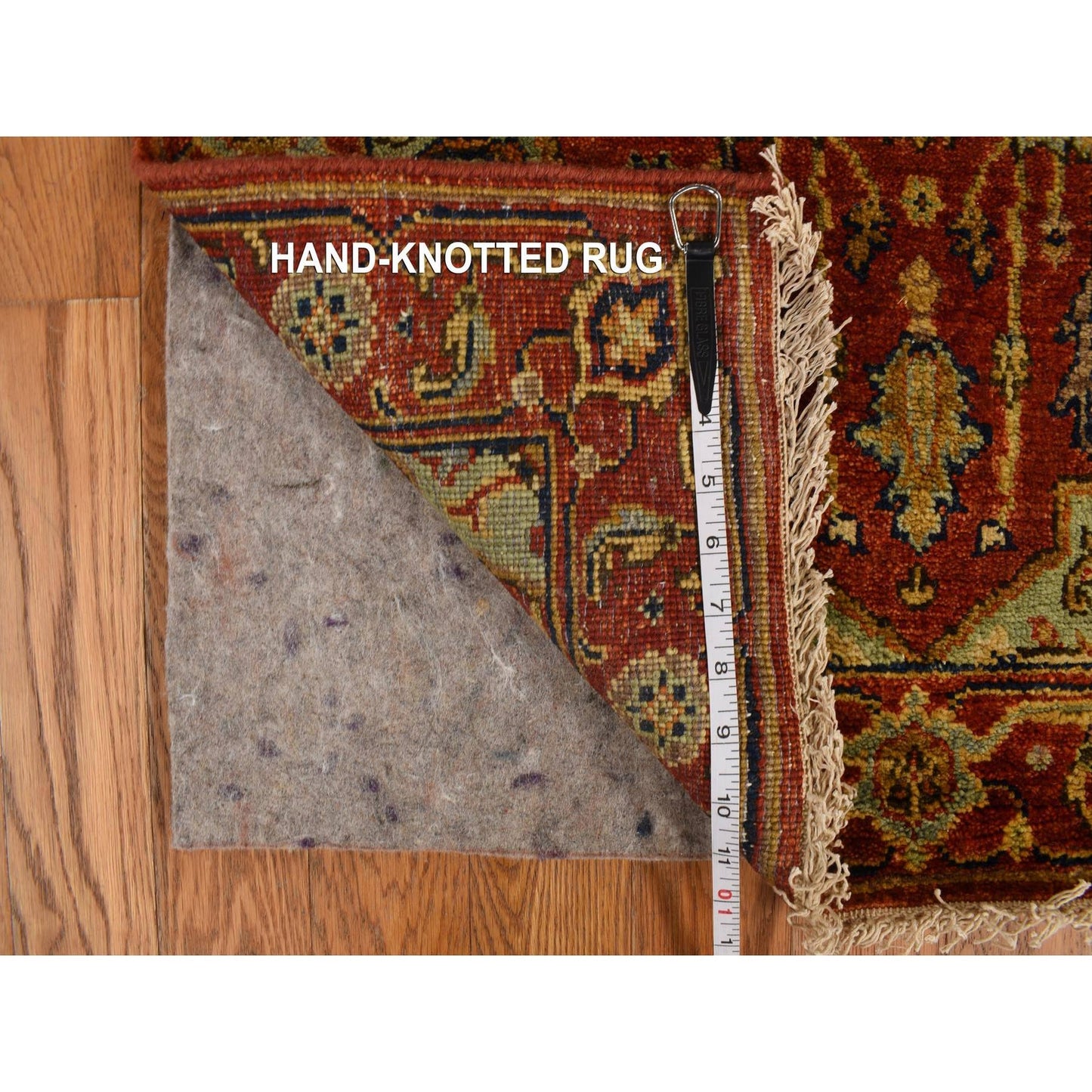 2'7"X17'7" Red Xl Antiqued Heris Hand Knotted Wool Runner Oriental Rug
