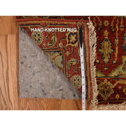 2'7"X17'7" Red Xl Antiqued Heris Hand Knotted Wool Runner Oriental Rug