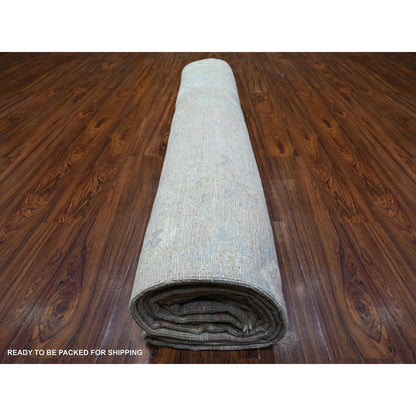 11'10"X14'10" Mineral Gray Wool Hand Knotted Angora Oushak Oversized Rug