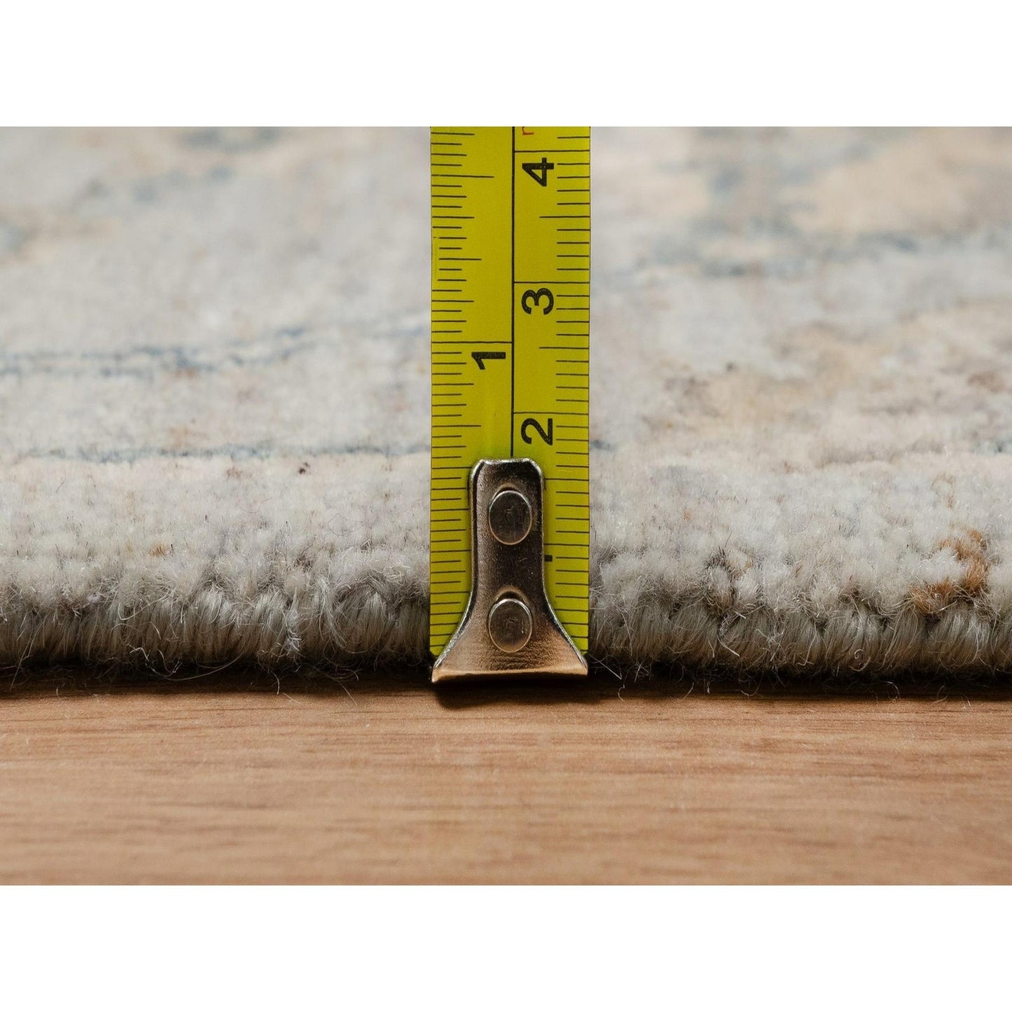 2'1"X3'1" Gray Broken Pattern Oushak Design All Wool Hand Knotted Mat Rug