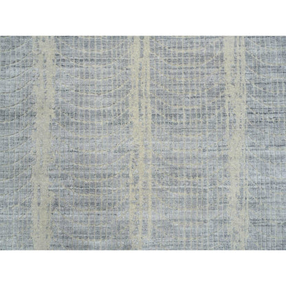 9'X9' Gray Jacquard Hand Loomed Wool And Plant Based Silk Round Rug