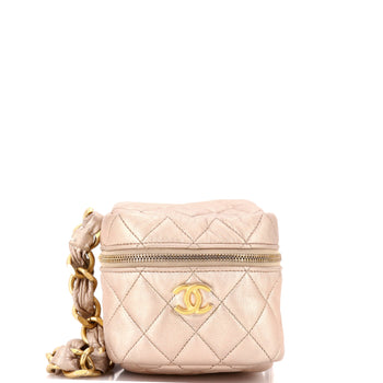 Chanel Cc Cube Zip Clutch With Chain Handle Quilted Lambskin