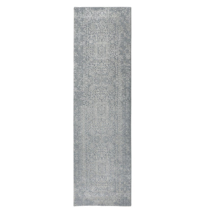 2'5"x10'2" Fine jacquard Hand Loomed Modern Wool And Art Silk Runner Rug