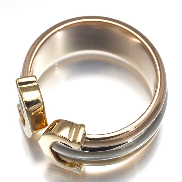 Cartier Ring 2C Double C C2 3Color Lm Eu51 18K 750 Yellow White Rose Gold