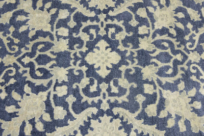 Muted Slate Blue Transitional Oriental Rug Dining Room Decor Carpet 8X10 ft