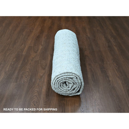 10'X13'10" Ivory Minimalist Swedish Design Hand Knotted Pure Wool Rug