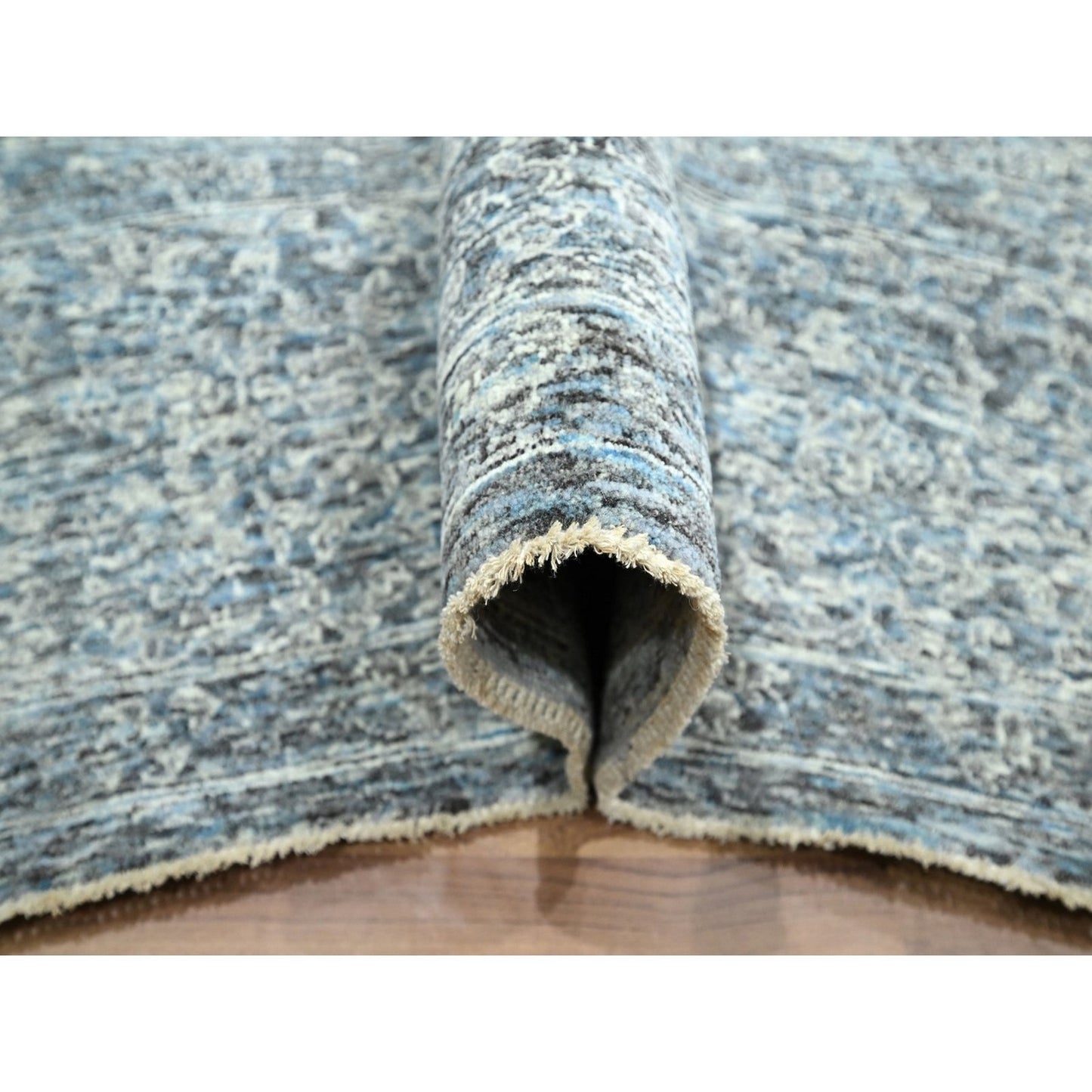 9'X12' Blue 14Th Century Influence Mamluk Design Hand Knotted Wool Rug