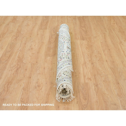 6'5"X6'5" White Organic Wool Hand Knotted Nain Design 250 Kpsi Round Rug