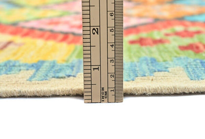 4X6 Ft Kilim Oriental Rug Multicolor Geometric