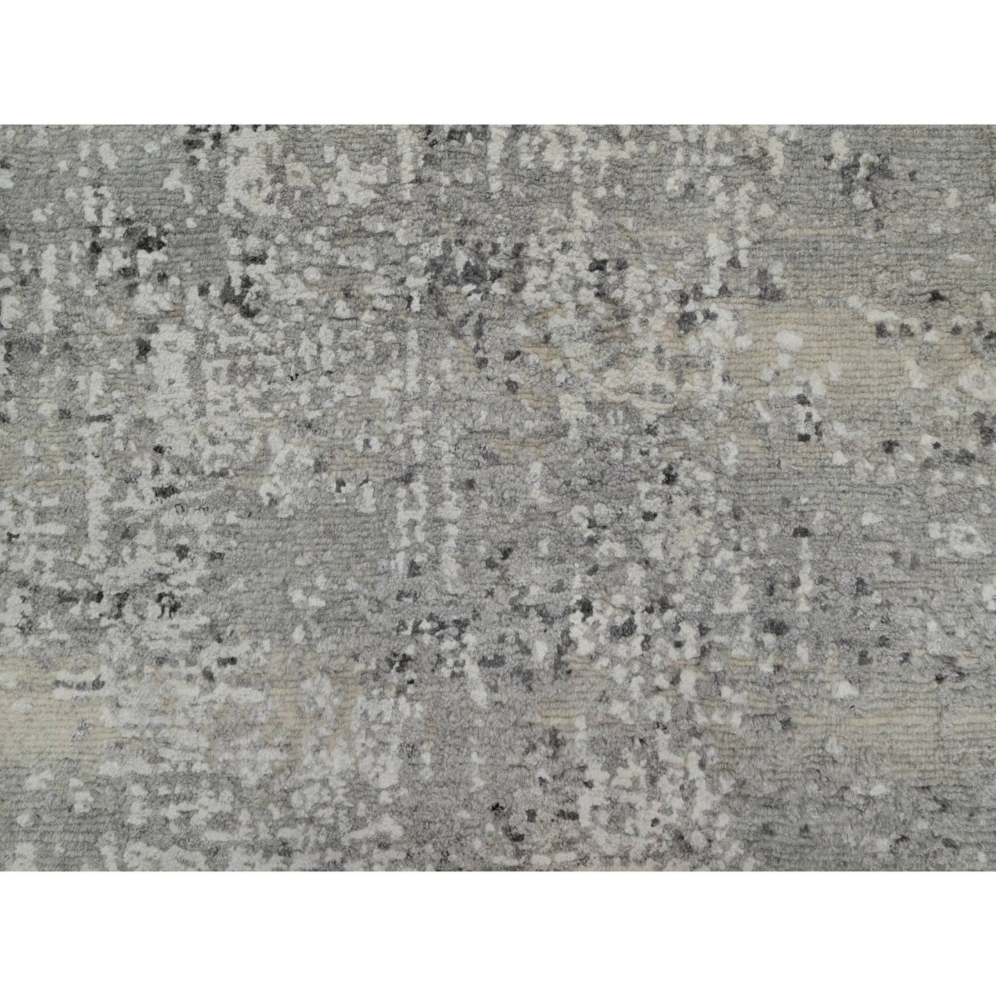2'X3' Fossil Gray Undyed Natural Wool Hand Knotted Modern Design Mat Rug
