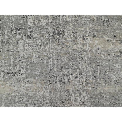 2'X3' Fossil Gray Undyed Natural Wool Hand Knotted Modern Design Mat Rug