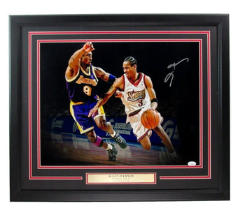 Allen Iverson Hof Signed 16X20 Photo W/ Kobe 76Ers Framed Jsa 186167