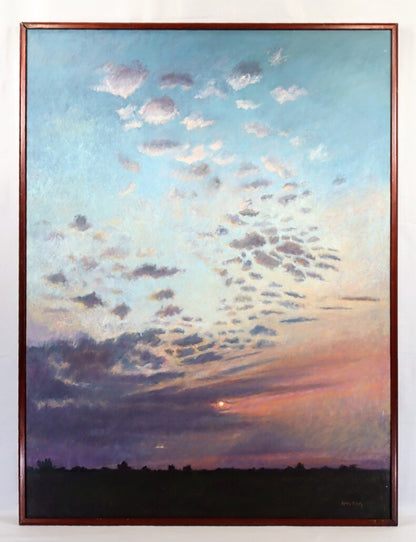 Nancy B. Bandy Hazy Dawn 1990 Original Oil Painting Large 36X48 Landscape Sky