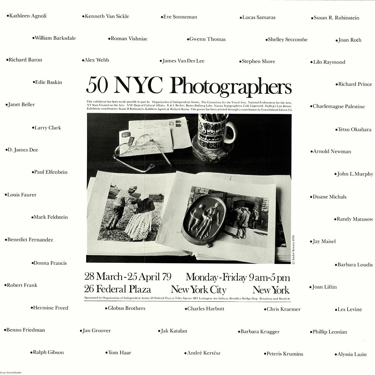 50 NYC Photographers Poster 18" x 18" by Andre Kertesz 1979 Black Photography