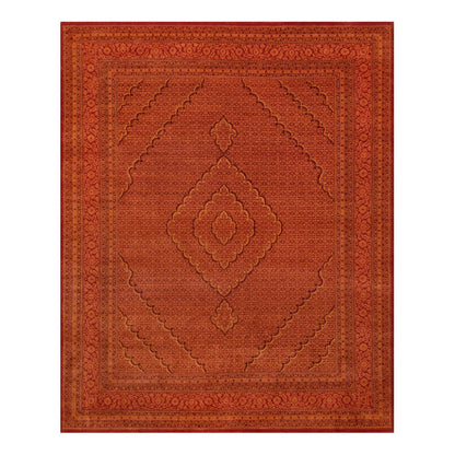 8'1"X10'1" Spicy Orange Wool And Silk Tebraz Mahi Hand Knotted Rug