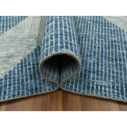 10'2"X14'2" Blue Wool Hand Knotted Geometric Art Deco Collection Rug