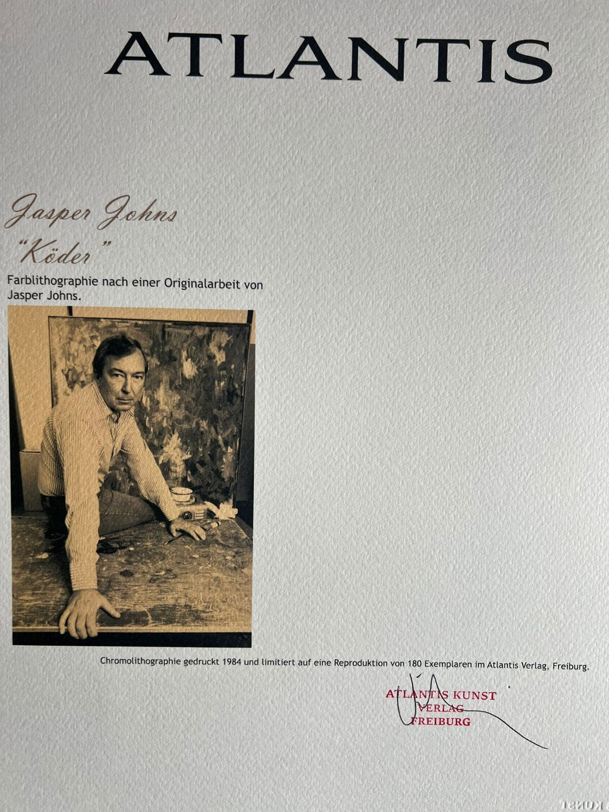 Jasper Johns Lithograph Coa Signed Op Numbered By Hand -180 Exe
