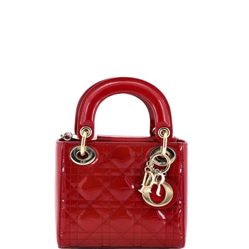 Christian Dior Lady Dior Chain Bag Cannage Quilt Patent Mini