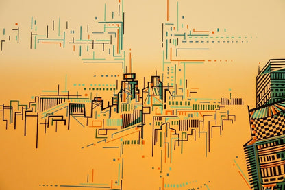 Risaburo Kimura Signed Original Serigraph Screenprint Wall St. New York Framed